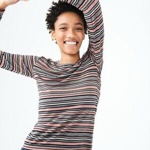 Aeropostale Metallic Pink and SilverStriped Top